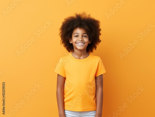 Gray background Happy black american african child Portrait of young beautiful kid Isolated on Background ethnic diversity equality acceptance concept