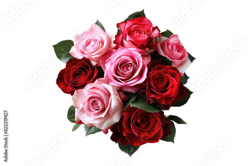 Bouquet red and pink roses isolated on transparent background