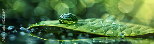 Photo realistic Image: Water Drop Reflecting Business Meeting Concept on Flower Natural Elements Integrating Corporate Life