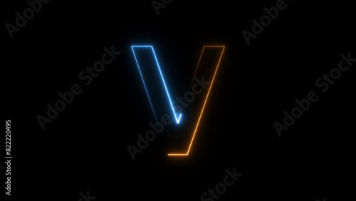 Modern flickering neon letter v animation photo