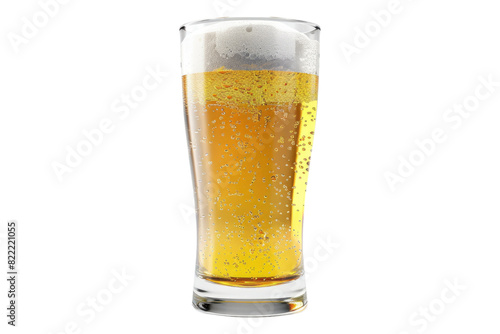 Filled glass of craft light beer isolated on transparent background