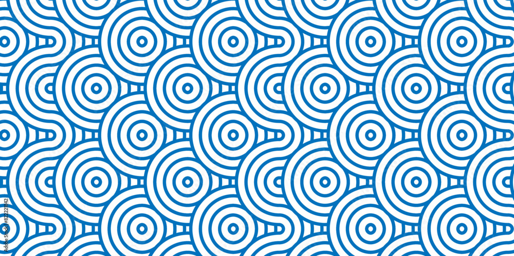 Overlapping Pattern Minimal diamond geometric waves spiral and abstract circle wave line. blue color seamless tile stripe geometric create retro square line backdrop pattern background. Overlapping Pattern Minimal diamond geometric waves spiral and abstract circle wave line. blue color seamless tile stripe geometric create retro square line backdrop pattern background.