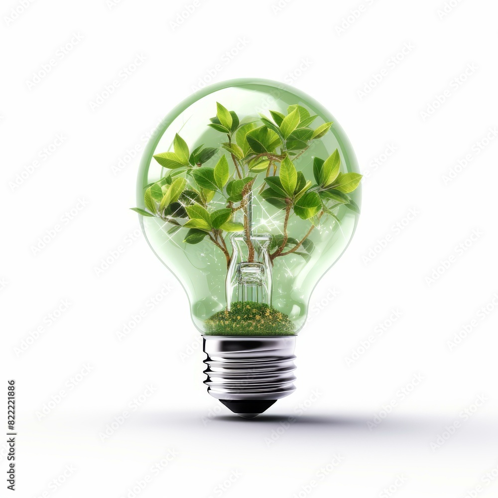 Light bulb with green plant inside isolated on white background Light bulb with green plant inside isolated on white background