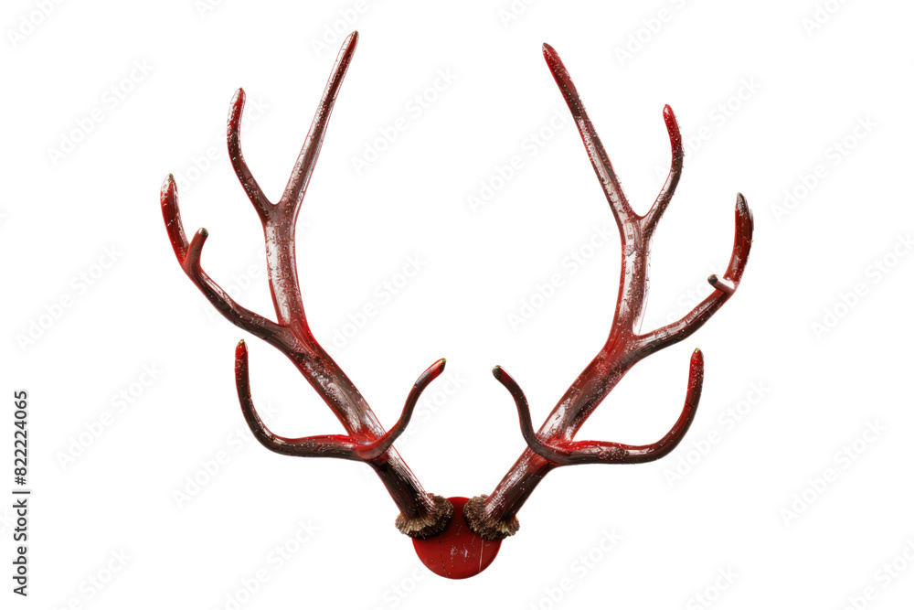 Naklejka premium Red reindeer antlers headband isolated on transparent background