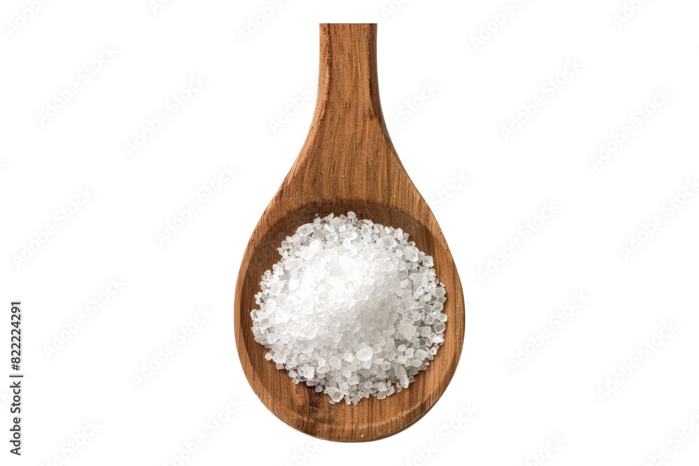Salt in a wooden spoon isolated on transparent background Salt in a wooden spoon isolated on transparent background