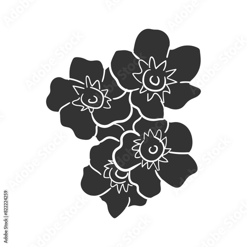 Forget-me-not Icon Silhouette Illustration. Scorpion grasses Vector Graphic Pictogram Symbol Clip Art. Doodle Sketch Black Sign.