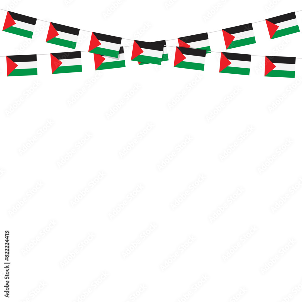 Bunting flags of Palestine flag on white background. Bunting flags of Palestine flag on white background.