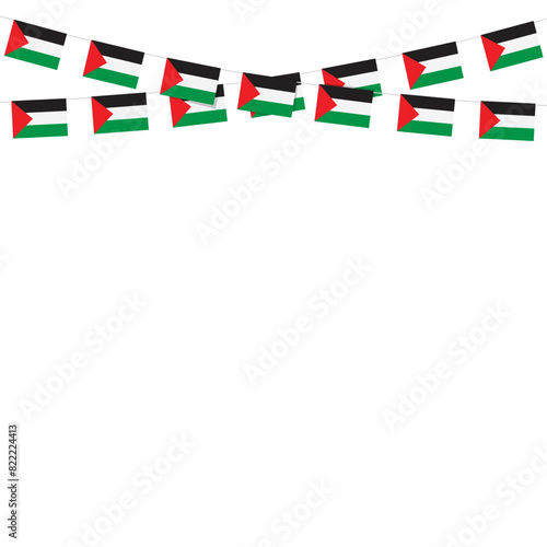Bunting flags of Palestine flag on white background.