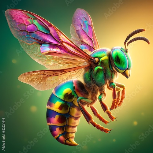 Image of an imagination Cuckoo wasp with iridescent wings photo