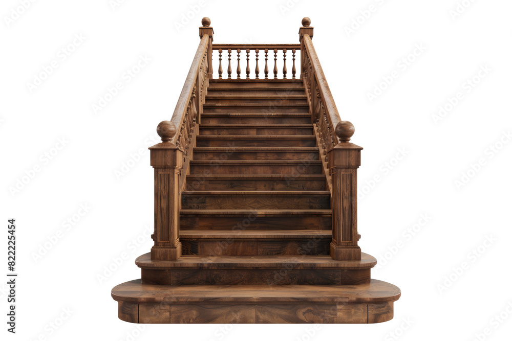 Wooden staircase isolated on transparent background Wooden staircase isolated on transparent background