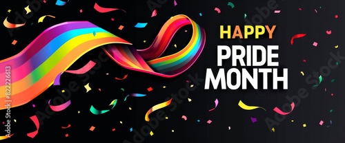 Colorful Gay Pride month banner design with a rainbow and Pride Text , wallpaper, background 