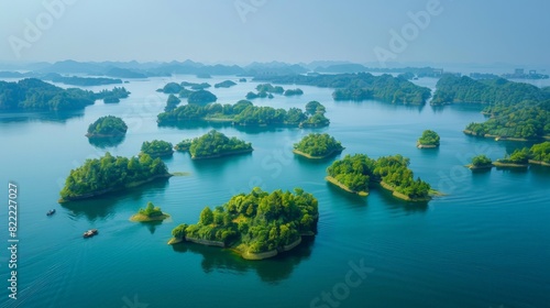 Thousand Islets Lake in Zhejiang, stunning lake view, numerous islands, water activities 
