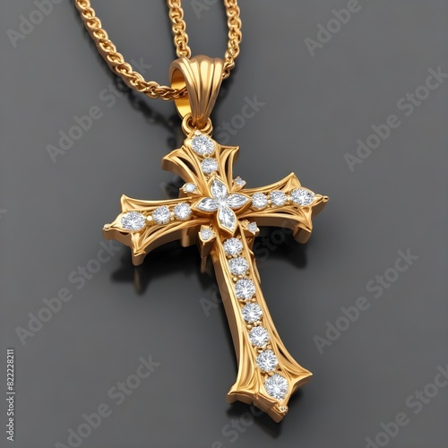 Golden relegion cross with diamonds