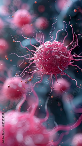 Cinematic Depiction of Cancerous Cell in Tissue