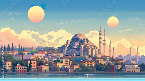Istanbul Turkey cartoon flat photo