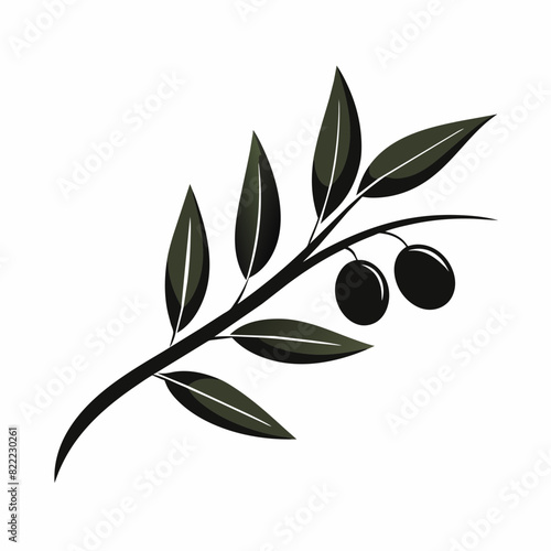 Black olive with leaves logo vector icon illustration 