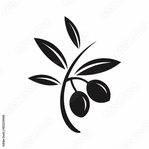 Black olive with leaves logo vector icon illustration 