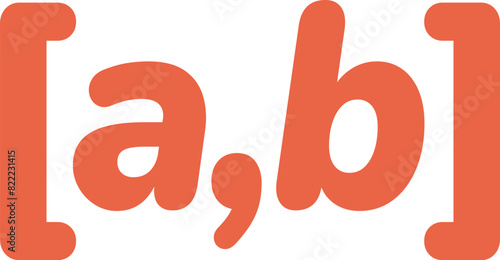 Cute Closed Interval Sign Mathematic Symbol [a,b], Math Subject Education