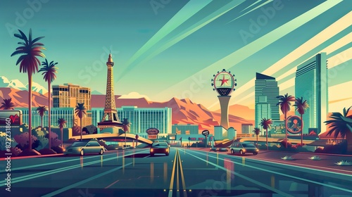 Las Vegas USA cartoon flat
