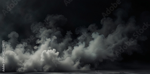 White smoke on black background