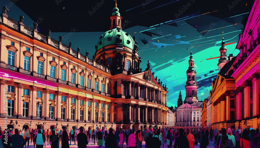 Naklejka premium Dresden City Festival. historical cities. the ancient architecture of the city