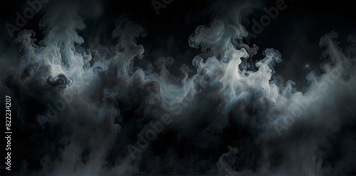 White smoke on black background