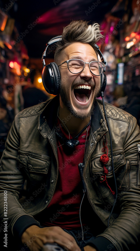 A man wearing a brown jacket and glasses is smiling A man wearing a brown jacket and glasses is smiling