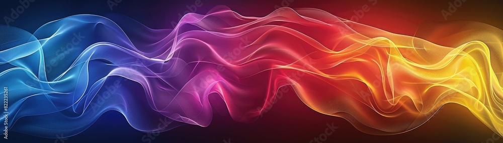 Fototapeta premium A digitally generated abstract painting. It features a gradient of blue, purple, pink, orange, and yellow.