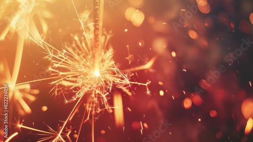 Close-up of New Years Eve fireworks sparkles isolated on a gradient background.