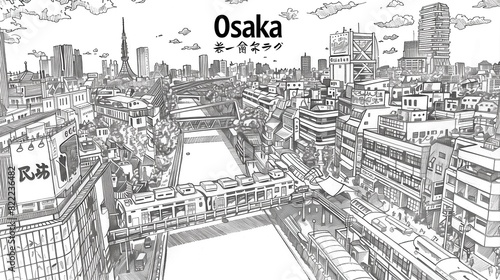 Osaka Japan sketch
