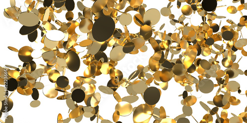 3D rendered gold circles for backgrounds and wall papers. Abstract luxury concept. 