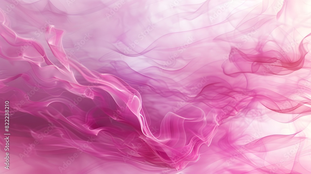 Abstract waves of pastel magenta smoke, rippling across a white canvas in a dynamic flow.