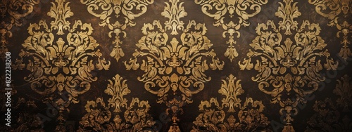 An elegant, damask pattern background with intricate designs and rich textures.