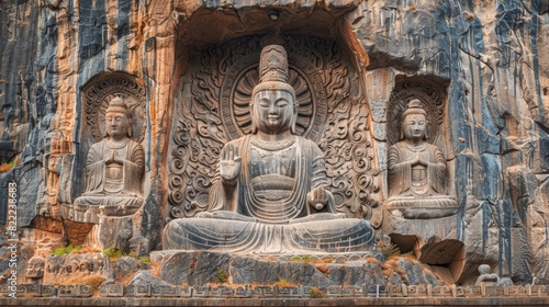 Longmen Grottoes in Luoyang  Buddhist rock carvings  historical site  UNESCO World Heritage 