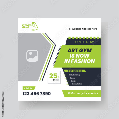 Gym and Fitness Social Media Post Template Design.