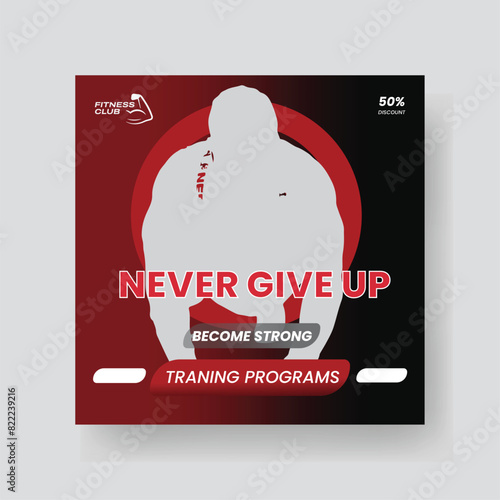 Gym and Fitness Social Media Post Template Design.