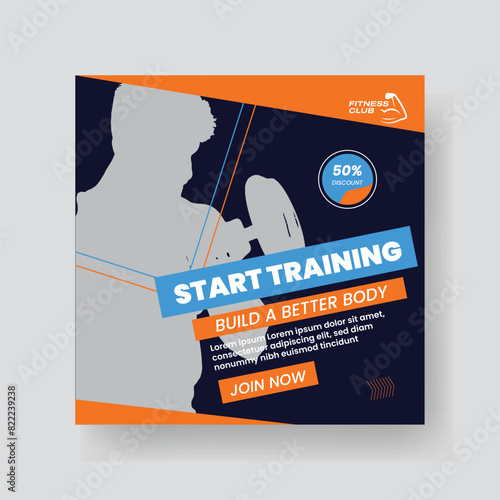 Gym and Fitness Social Media Post Template Design.