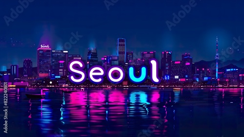 Seoul South Korea synthwave skyline