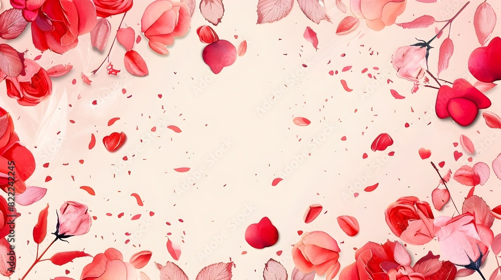 Romantic Rose Petal Border for Valentine s Day Backdrop or Greeting Card Design Romantic Rose Petal Border for Valentine s Day Backdrop or Greeting Card Design