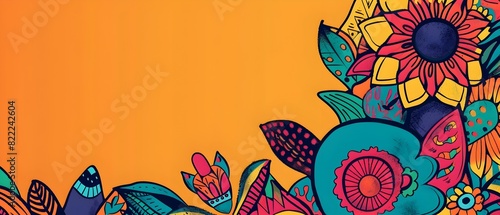 Vibrant Abstract Border Design Inspired by Traditional Puerto Rican Vejigante Masks for Hispanic Heritage Month Background
