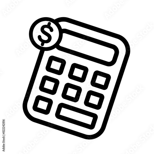 icons of counting money, calculator and currency