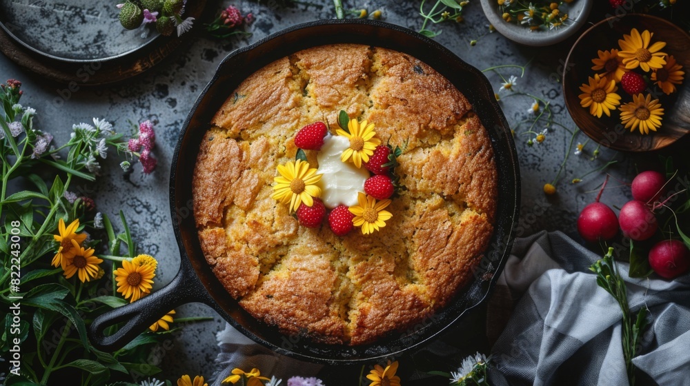 Fluffy Gluten-Free Vegan Cornbread in Cast Iron Skillet for Juneteenth Picnic
