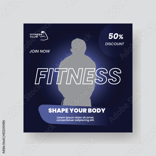 Gym and Fitness Social Media Post Template Design.