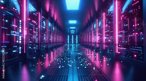 Neon light data center