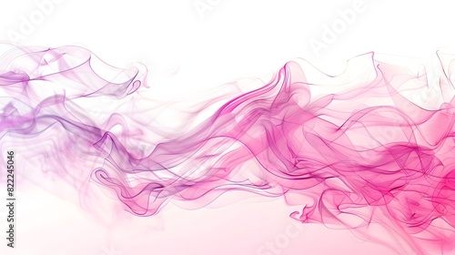 Pastel fuchsia smoke, swirling in an ethereal dance, against a pristine white background.