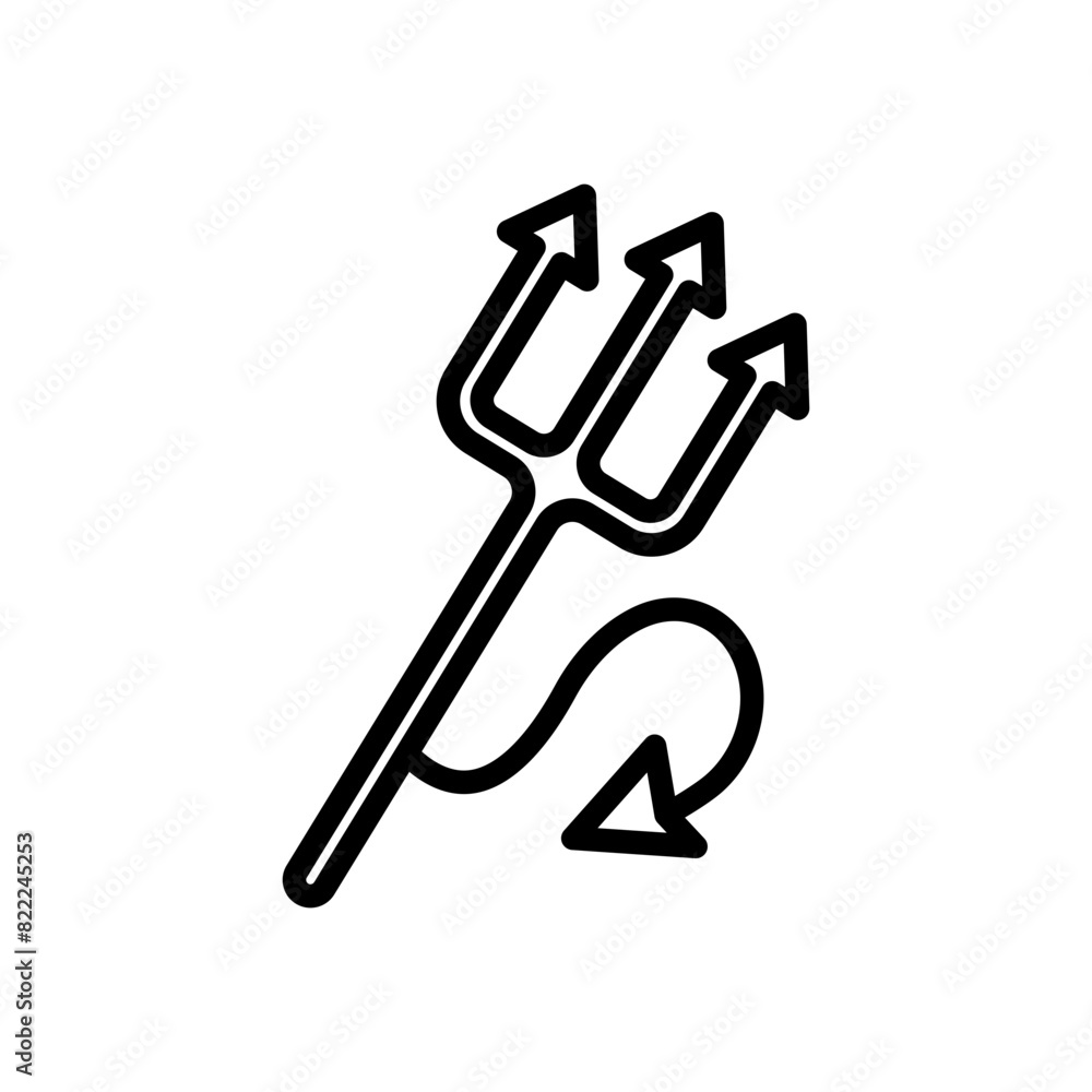 Trident line icon. Demon icon. Devil icon isolated on white background. Transparent background, minimalist symbol. Vector images Trident line icon. Demon icon. Devil icon isolated on white background. Transparent background, minimalist symbol. Vector images