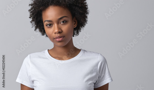 White Clean Empty T-Shirt Mockup on Black Female © Michael