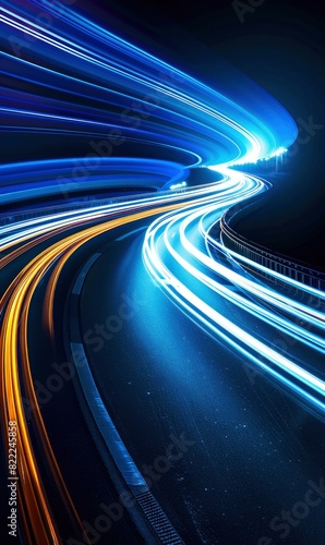 Blue Abstract Light Trails,Photorealistic HD