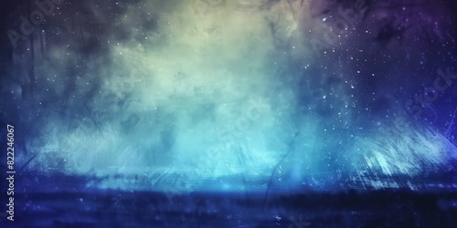 a blurred vintage film borders and frames  night sky  dark blue background  film grain dust and scratches texture overlay with vignette border dirty grunge  banner