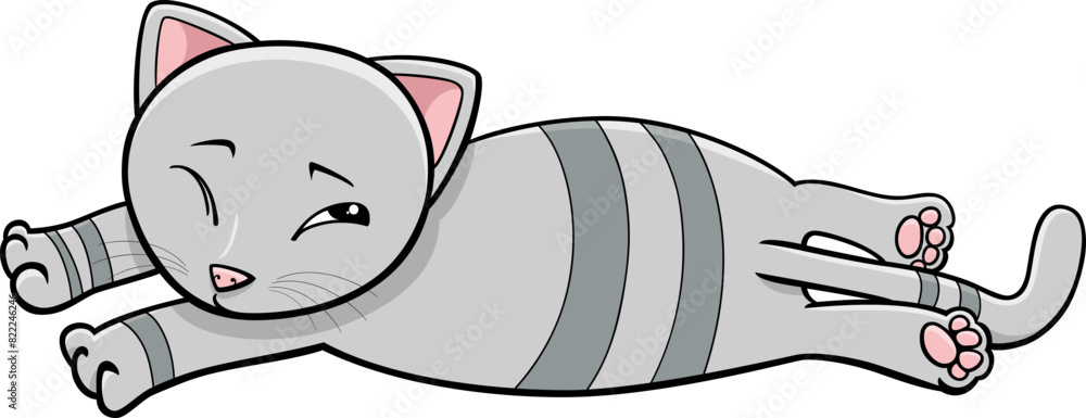 Obraz premium cartoon sleepy cat or kitten comic animal character